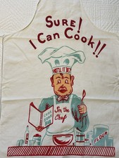 Vintage MCM I m The Chef Bib Apron Sure I Can Cook Wot ll It Be 1950s Cotton
