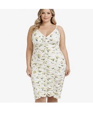 Haley & June slinky white Ruched Floral Mini spaghetti strap Sundress Sz 3x NWT