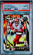 2024 PANINI SELECT BLACK & RED SHOCK #217 JAYDEN DANIELS RC PSA 10 NON AUTO 🎈
