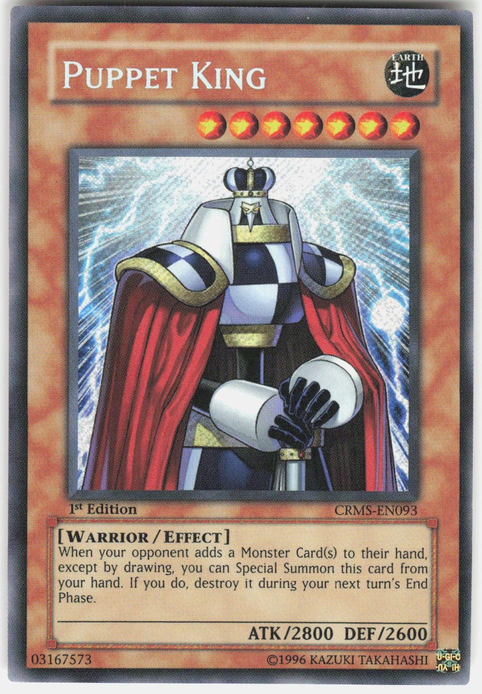 Puppet King CRMS-EN093 YuGiOh Crimson Crisis trading card — raw and PSA graded price guide
