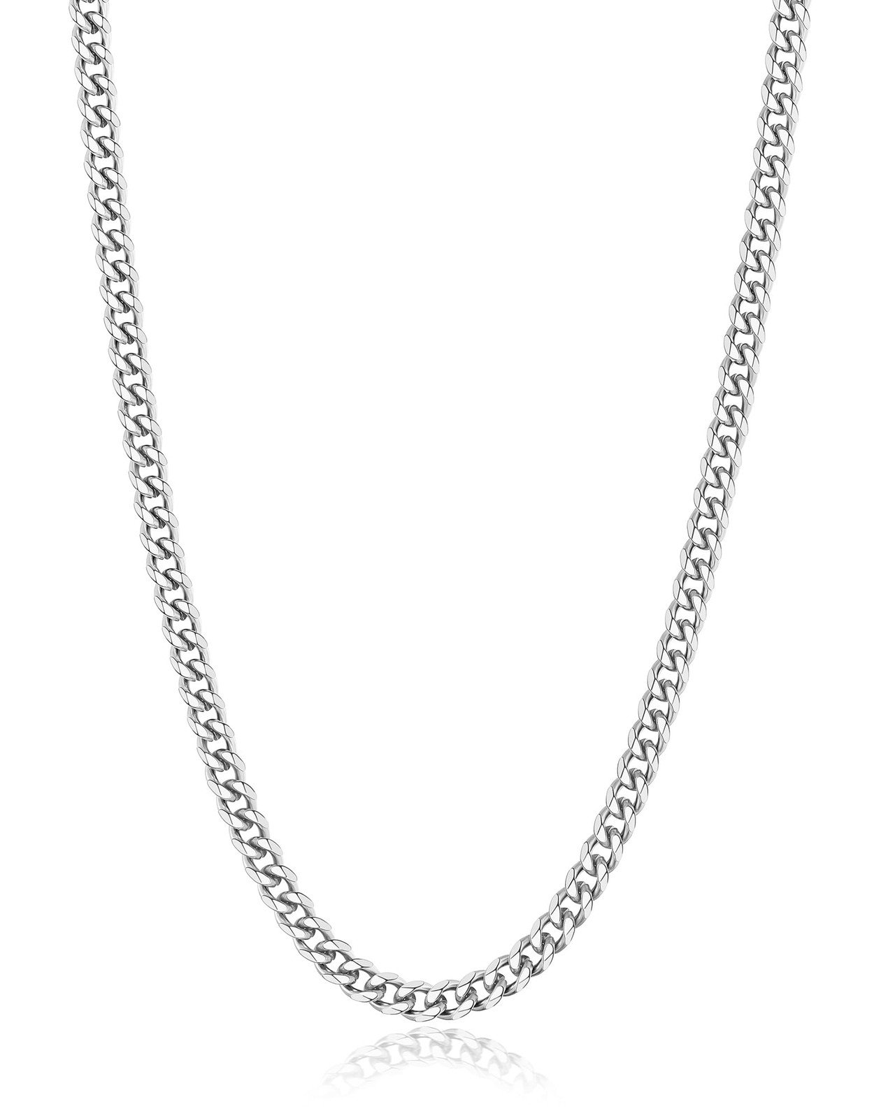 Silver Tone Chain for Men, 3.5mm Cuban Link Chains Necklace for Men, Stainles...