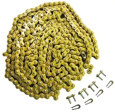 #35 RLV Extreme Chain Gold on Gold 10 ft Roll & 4 Master Links Go Kart Mini Bike