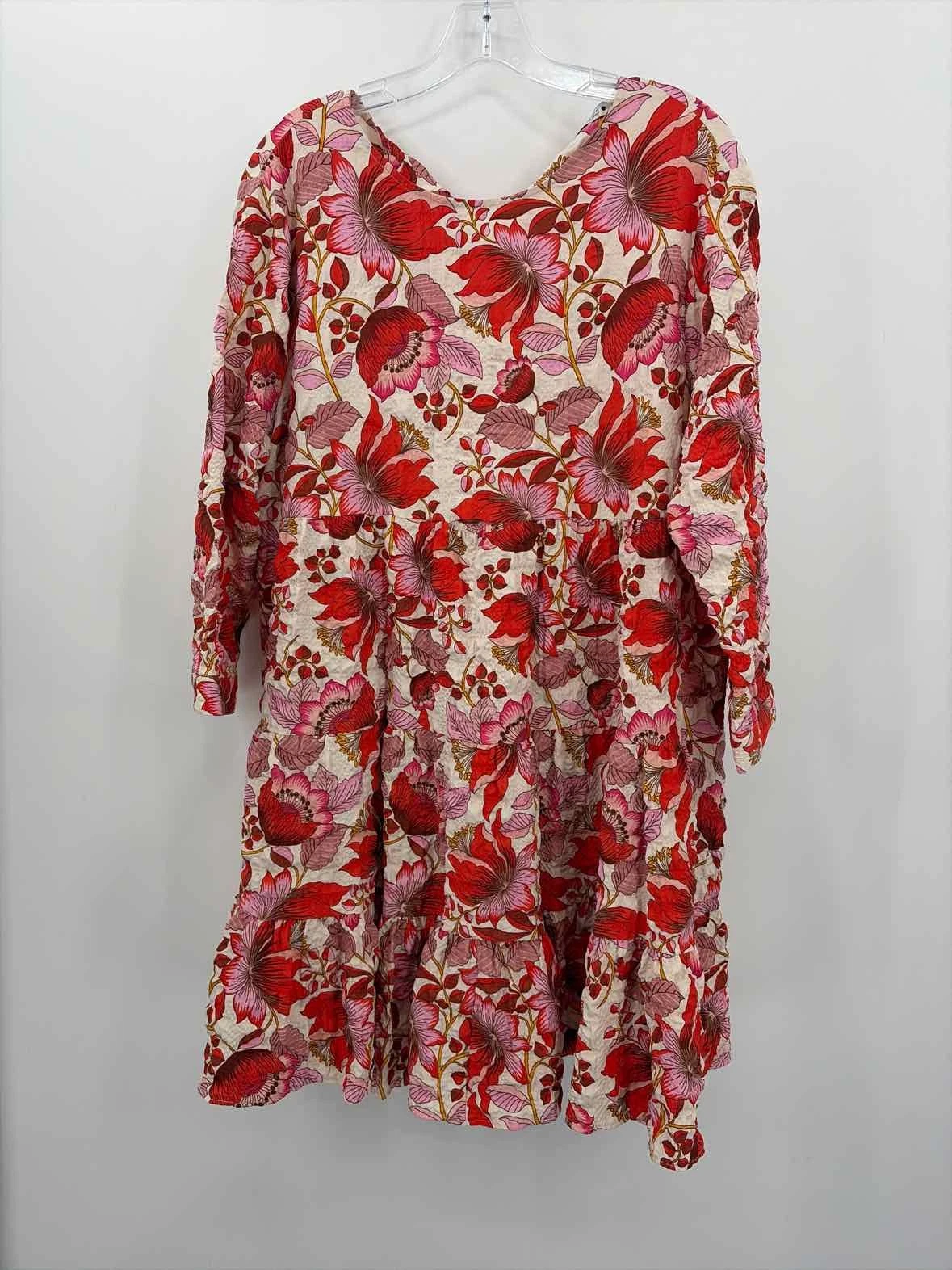 Pre-Owned Zara Ivory Size XL Floral Short Long Sleeve Dress