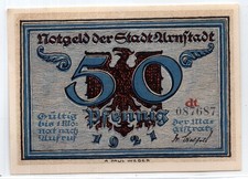 1921 German Arnstadt Notgeld 50 Pfennig Note (3343)