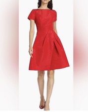 Carolina Herrera Women Red Sheath Dress Knee Length 10 Fit Flare Boutique $2899