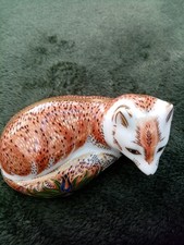 ROYAL CROWN DERBY LEICESTERSHIRE FOX  GOLD STOPPER CERTIFICATE AND ORIGINAL BOX