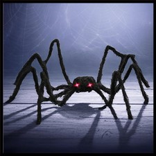 Giant 4-Foot Spider Prop with Glowing Red Eyes - Indoor/Outdoor Halloween Decor