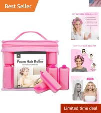 36-Pack Pink Foam Hair Rollers - Effortless Overnight Curls for All Hair Types