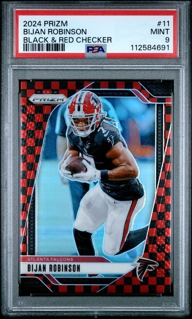2024 Panini Prizm - Bijan Robinson #11 Black & Red Checker Prizm Pop 3 PSA 9