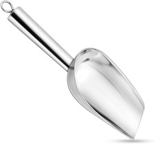 Stainless Steel Ice Scoop Metal Food Candy Scoop for Kitchen Bar Pet Food Silver