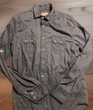 Vintage Red Men  s Western Button Up Shirt Snap Front Gray Long Sleeve Sz L