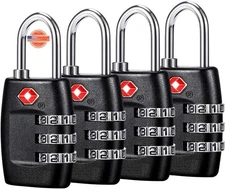 Candados para equipaje TSA (paquete de 4) - Candados de combinación de 3
