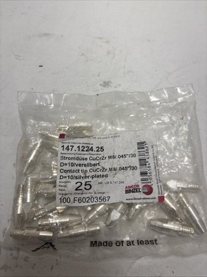 (25-PACK) ABICOR BINZEL CONTACT TIP M8/ .045''/30 147.1224.25 SILVER PLATED