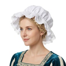 Dimioaoa White Mob Cap Accessory - Grandma Hat Lace Colonial One Size,