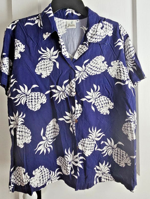 Vintage pineapple JUICE Made in Hawaii buttoned shirt pineapples woman Sz M