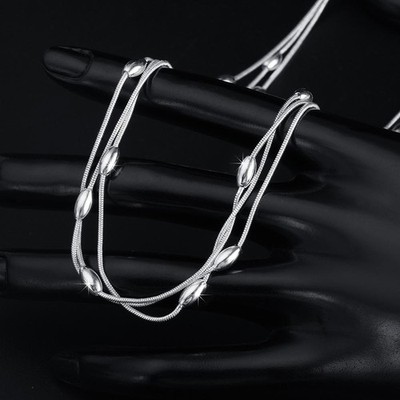 Damen Accessoires Halskette 925 Sterling Silber Charm Perlen Luxus Modeschmuck