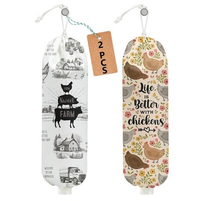 2Pcs Rustic Sweet Farm Plastic Bag Holder for Kitchen Essentials, Wall Mount ...