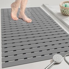 Large Shower Mat, 35.4 x 24 Inch No Suction Cup Shower Mat Non Slip, Dark Grey