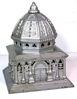 1893 WORLDS FAIR CAST IRON ARCHITECTURAL STILL BANK COLUMBIA BANK 9" TALL
