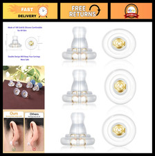 Secure Silicone Earring Backs - 18K Gold, Hypoallergenic, No-Irritation, Locking