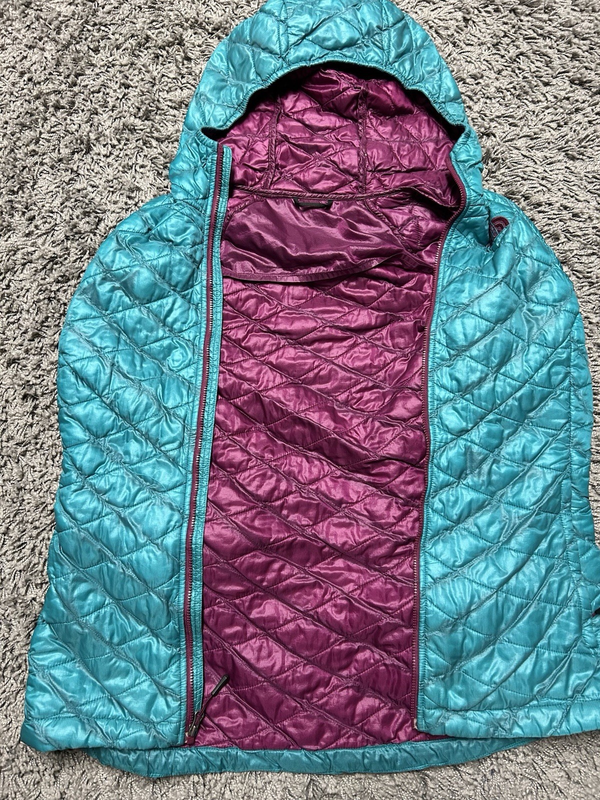 The North Face Jacket Womens Small Teal Thermoball Hooded Full Zip Puffer Coat thumbnail 4