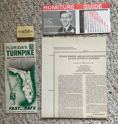 Jacksonville,FL collectibles (WJXT, Fl Turnpike,Alhambra,Duval Cty. Flood map)