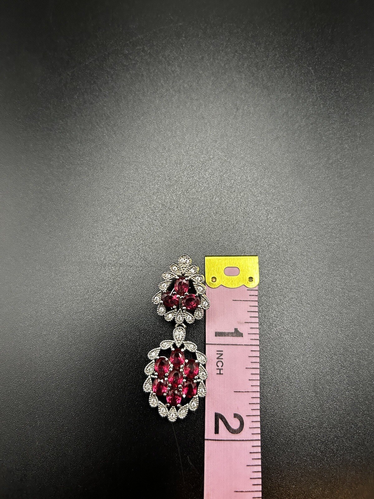 Sterling Silver .925 Synthetic Ruby Rhinestone Pe… - image 13