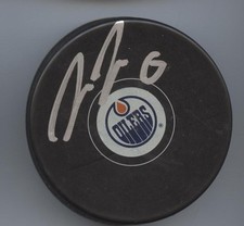 TREVOR DALEY SIGNED EDMONTON OILERS HOCKEY PUCK w/ COA