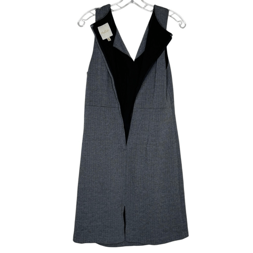 Modcloth Gray Sleeveless Shift Dress Size XL V-neck Herringbone Pattern - Picture 9 of 12