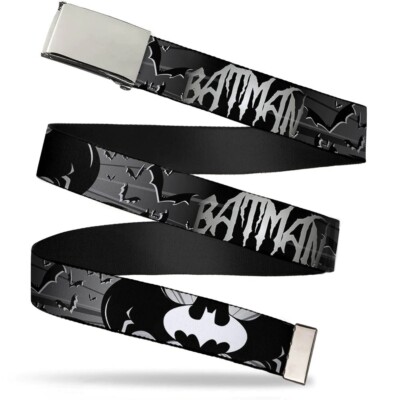 BUCKLE-DOWN BATMAN SIGNAL FLIEGENDE FLEDERMÄUSE SCHWARZ WEISS GURTBAND MILITÄRSTIL GÜRTEL