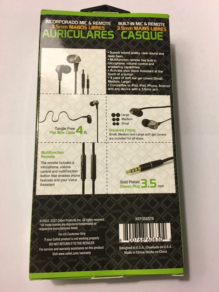 Original Cellet 3.5mm Stereo In-Ear Headset, Premium Tangle Free Cable - Image 2 of 4