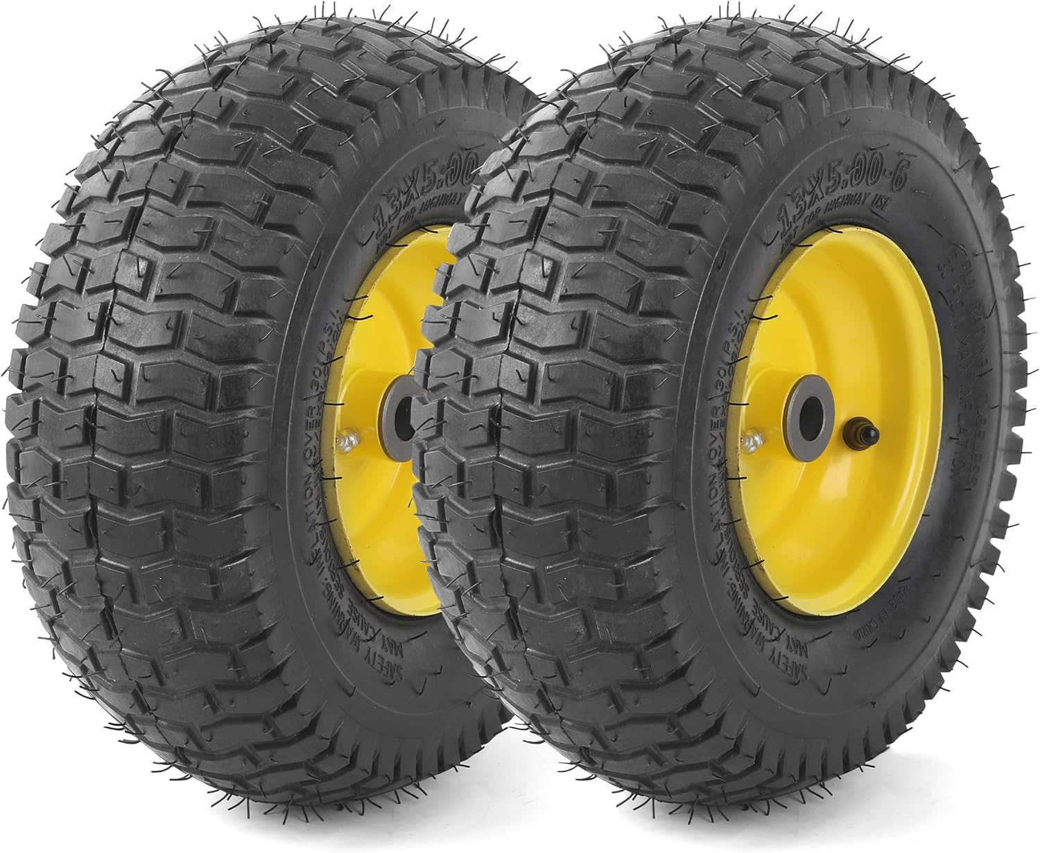 13X5.00-6 Tire and Wheel Assembly (2-Pack), Tubeless Lawn Mower Tire with Rim, w
