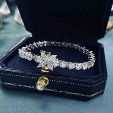 10CT Round Cut Lab Created Diamond Tennis Women's Bracelet 14K White Gold Plated