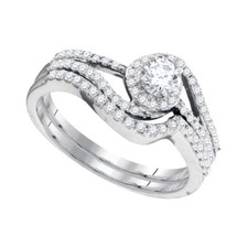 10kt White Gold Womens Round Diamond Swirl Bridal Wedding Engagement Ring B