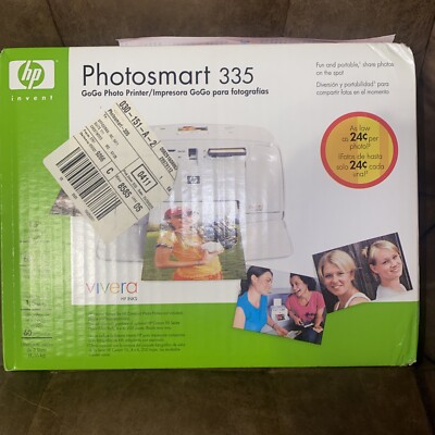 NEW!HP Invent Photosmart 335 Gogo Photo Printer White Prints 4x6 60 Seconds