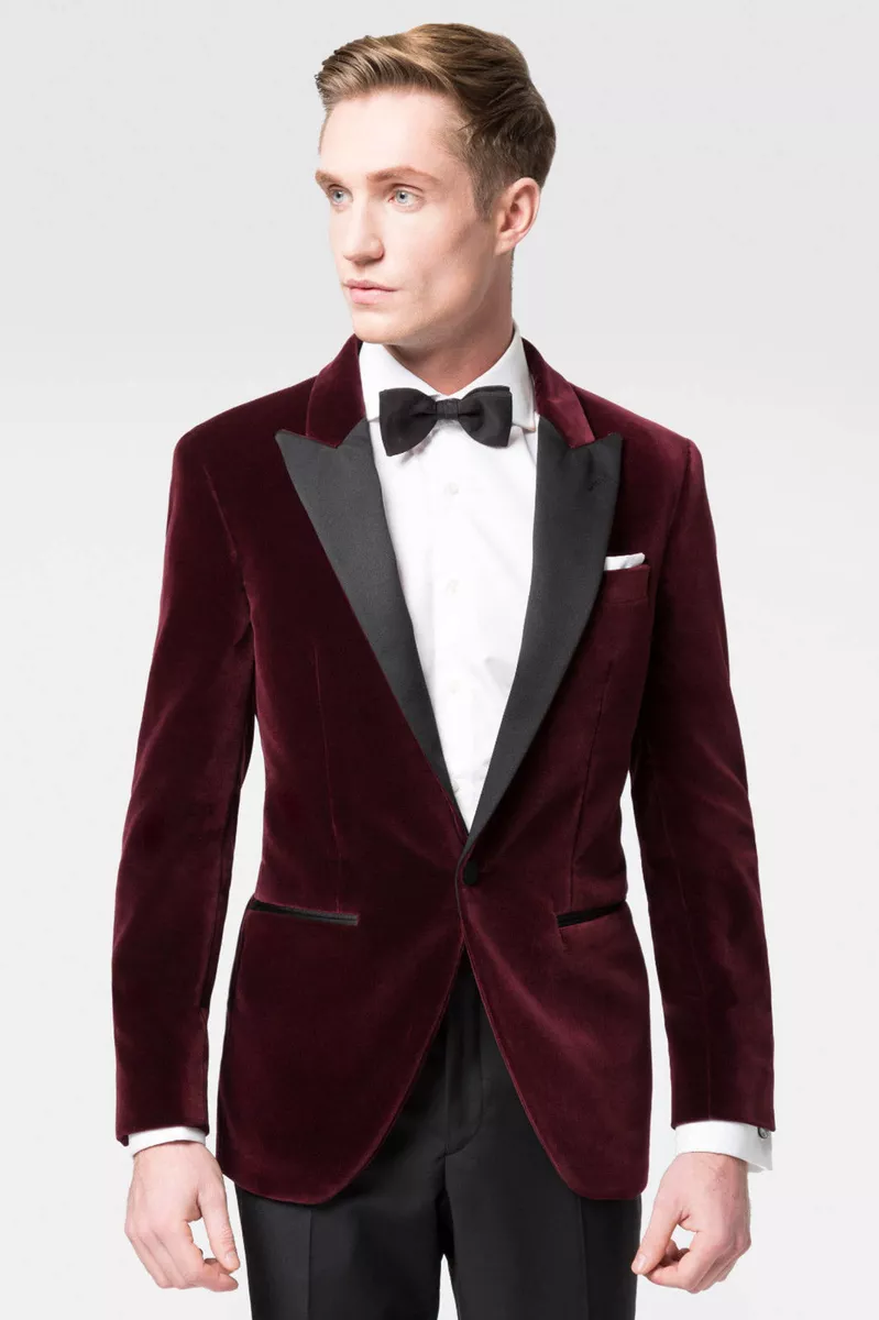 Burgundy Smoking Jacket Stylish Jacket Velvet Quilted Elegant