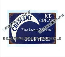 Cresent Ice Cream childhood snack food memory metal tin sign unframed wall decor