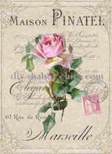 Waterslide Decal Image Transfer Vintage Maison Rose Upcycle Shabby Chic Diy Art