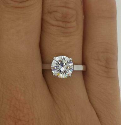 1.10Ct White Round cut Moissanite Solitaire Engagement 925 Sterling Silver Ring