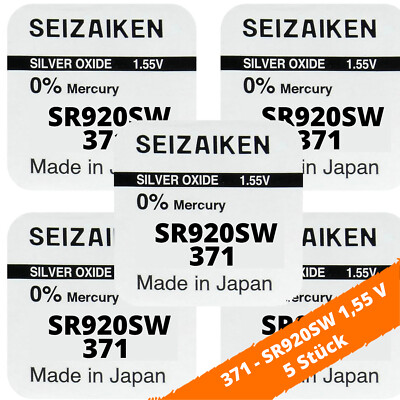 5 x SEIZAIKEN 371 SR920SW Batterie Knopfzelle SR69 SR921 AG6 1,55V Seiko Uhr