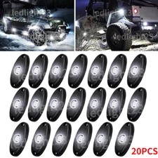 20x White LED Rock Light 4Pods Lights Fit Jeep Off Road Truck Car ATV Under Body