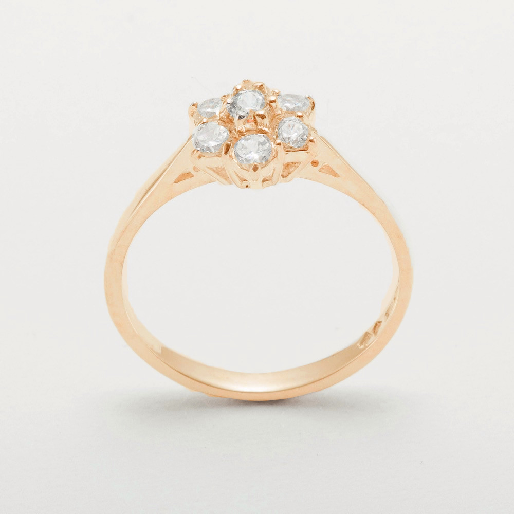 18ct 750 pink gold Cubic Zirconia Womens Cluster Ring - Sizes J to Z 18ct 750 pink gold Cubic Zirconia Womens Cluster Ring - Sizes J to Z
