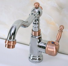 New Chrome Antique Red Copper Brass Kitchen Bathroom Faucet Mixer Tap snf915