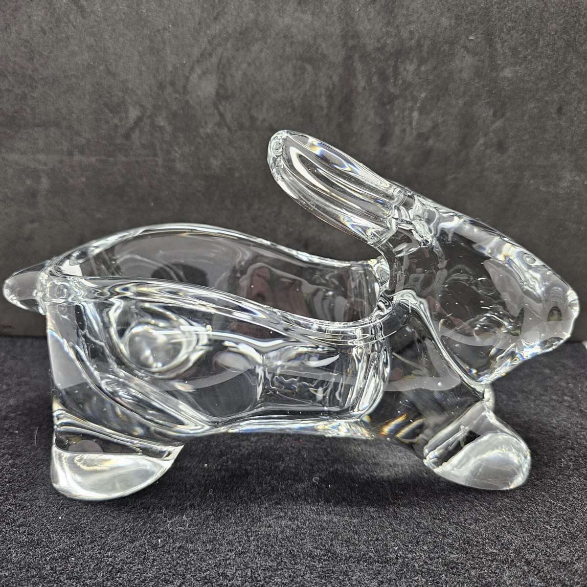 Sasaki Clear Crystal Glass Bunny Rabbit Open Back Candy Dish