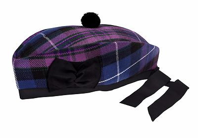 100% Pura Lana Scozzese Balmoral a Dadini Cappello Rosso, Bianco & Nero