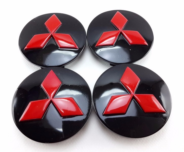 WHEEL CENTER HUB CAPS RED BLACK 56mm. Parts FOR Mitsubishi Lancer