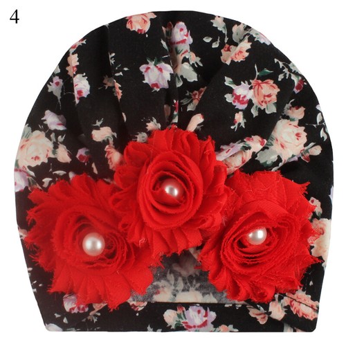 Baby Hat with Lace Flower Decor Infant Toddler Turban Head Wrap Hair Accessori - Picture 3 of 19