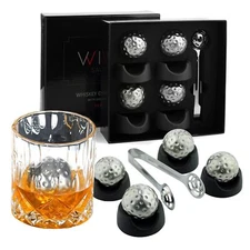 Golf Ball Whiskey Chillers 5 Set Stainless Steel Whiskey Stones Rocks Great For 