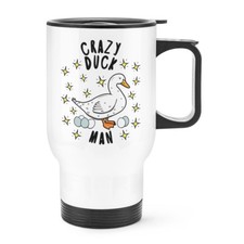 Taza de viaje Crazy Duck Man Stars taza con asa - divertido frasco térmico