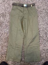 VINTAGE Boy Scouts Pants Adult 32x32 Green Official Uniform Twill USA With Belt